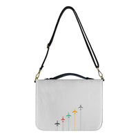 Thumbnail for Black & White Super Travel Icons Light Gray 2 Designed PU Accessories Bags Strap Style