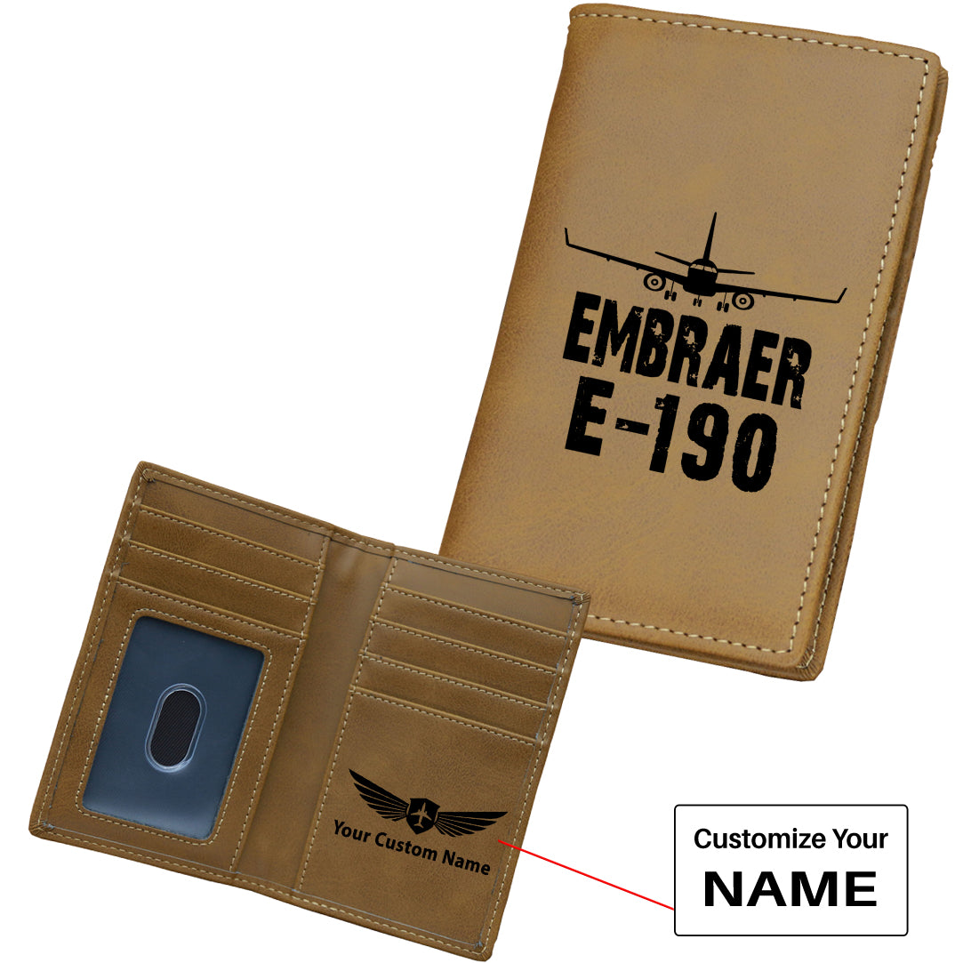 Embraer E-190 & Plane Designed Leather Card Holder Wallets