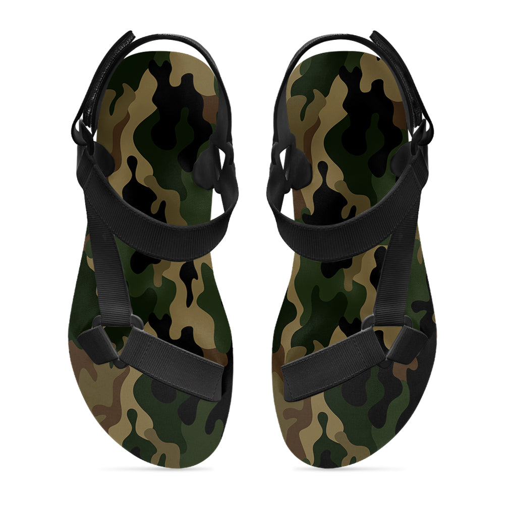 Military Camouflage Army Green Designed Open Toe Sandals (Slippers)