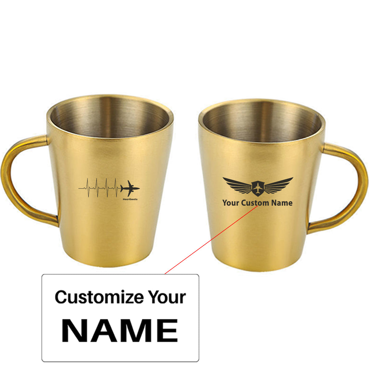 Aviation Heartbeats Designed Stainless Steel Coffee Mugs