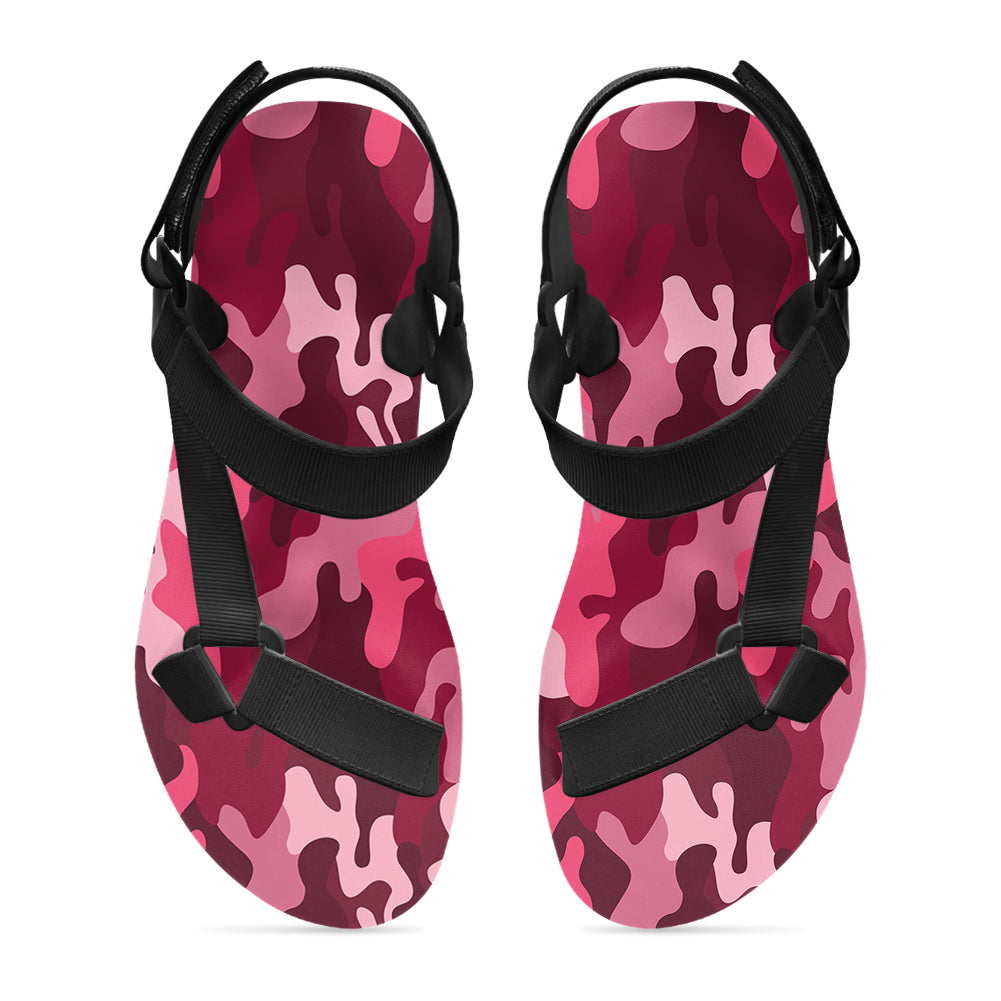 Military Camouflage Red Designed Open Toe Sandals (Slippers)