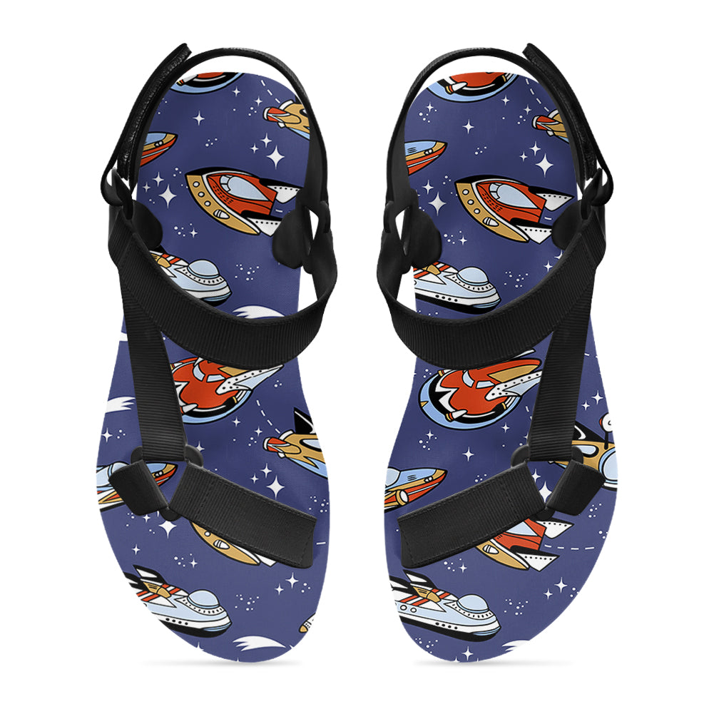 Spaceship & Stars 2 Designed Open Toe Sandals (Slippers)