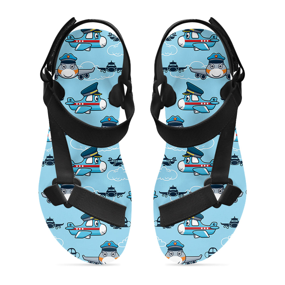 Cartoon & Funny Airplanes Designed Open Toe Sandals (Slippers)