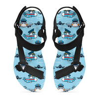 Thumbnail for Cartoon & Funny Airplanes Designed Open Toe Sandals (Slippers)