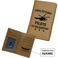 Thumbnail for People Fly Planes Pilots Fly Helicopters Designed Leather Card Holder Wallets