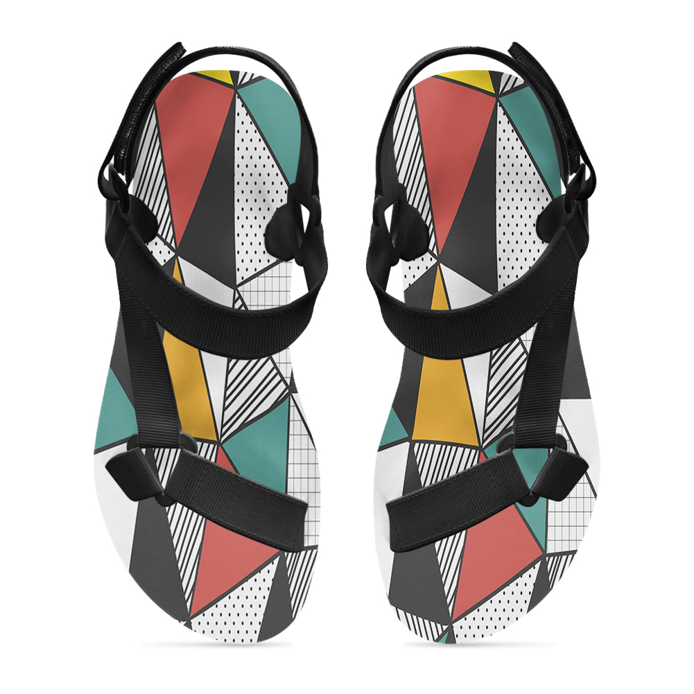 Mixed Triangles Designed Open Toe Sandals (Slippers)