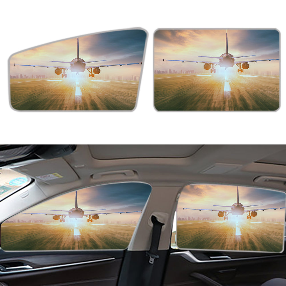 Airplane Flying Over Runway Designed Car Sun Shade (Side window)