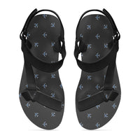 Thumbnail for Nice Airplanes (Gray) Designed Open Toe Sandals (Slippers)