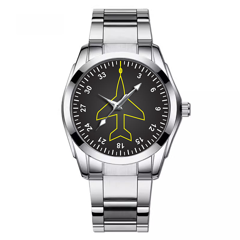 Airplane Instruments (Heading) Designed Stainless Steel Band Watches