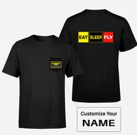 Thumbnail for Eat Sleep Fly (Colourful) Designed Pocket T-Shirts