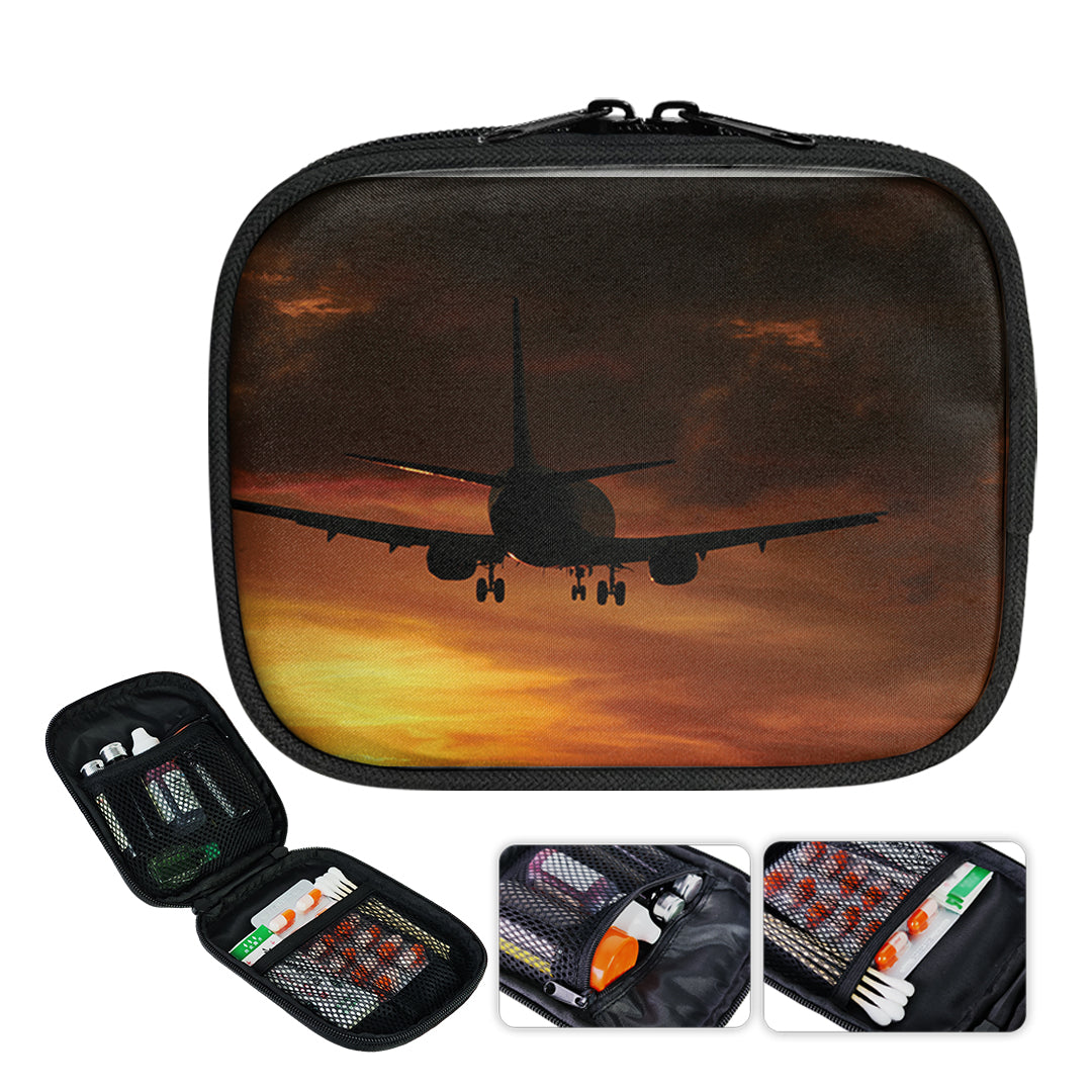 Beautiful Aircraft Landing at Sunset Designed Travel & Medical Storage Bags