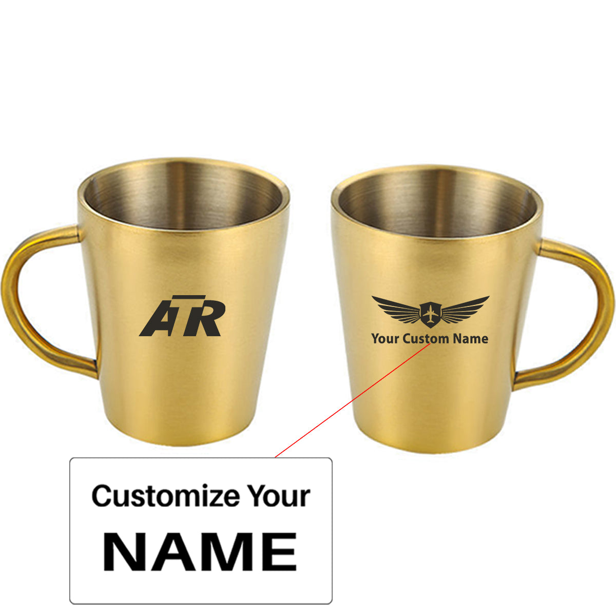 ATR & Text Designed Stainless Steel Coffee Mugs