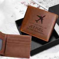 Thumbnail for I Love The Smell Of Jet Fuel In The Morning Designed Laser Leather Wallets