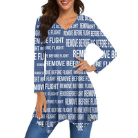 Thumbnail for Remove Before Flight 3Blue Designed Women Lrregular V-neck Skirts