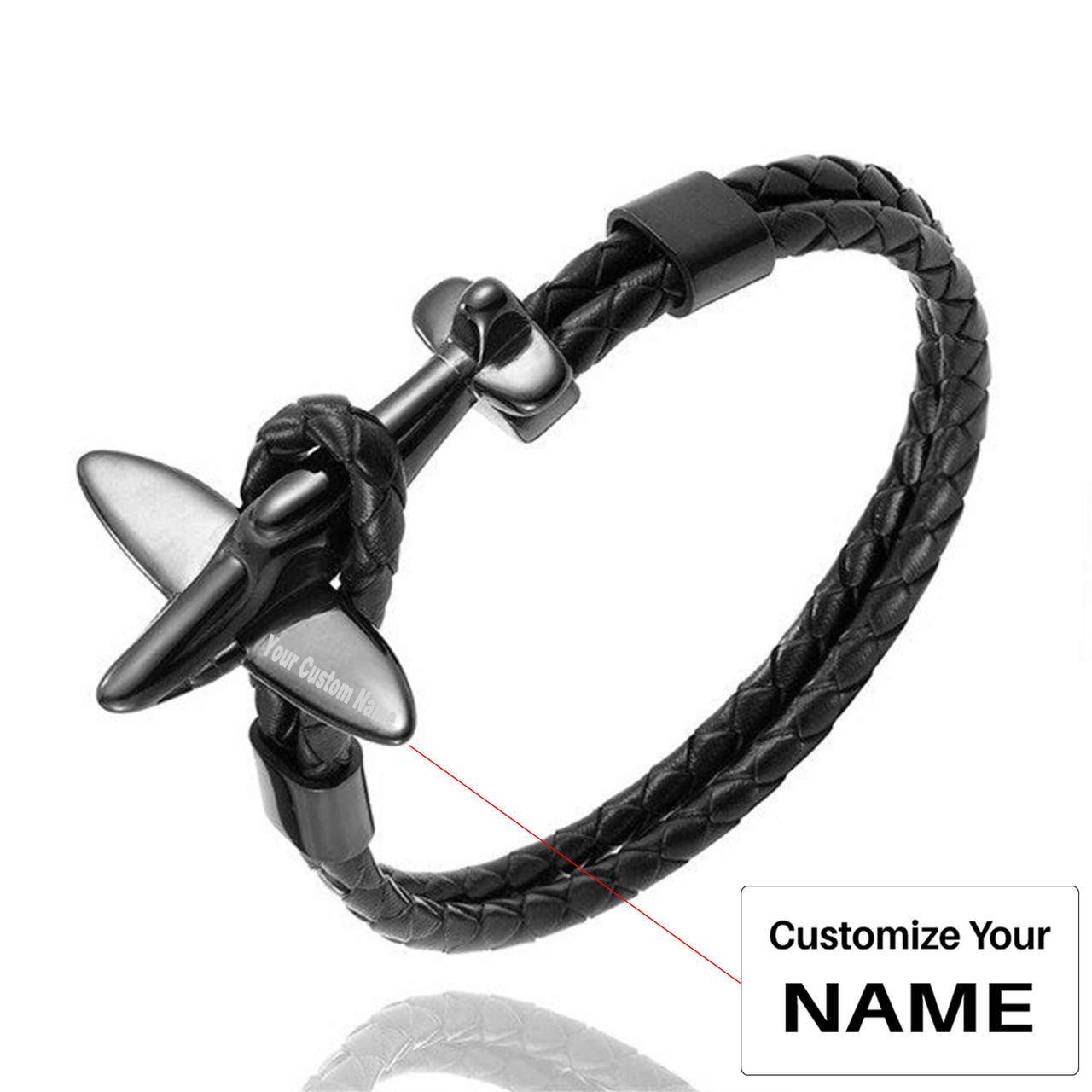 Small Airplane Designed Leather Bracelets