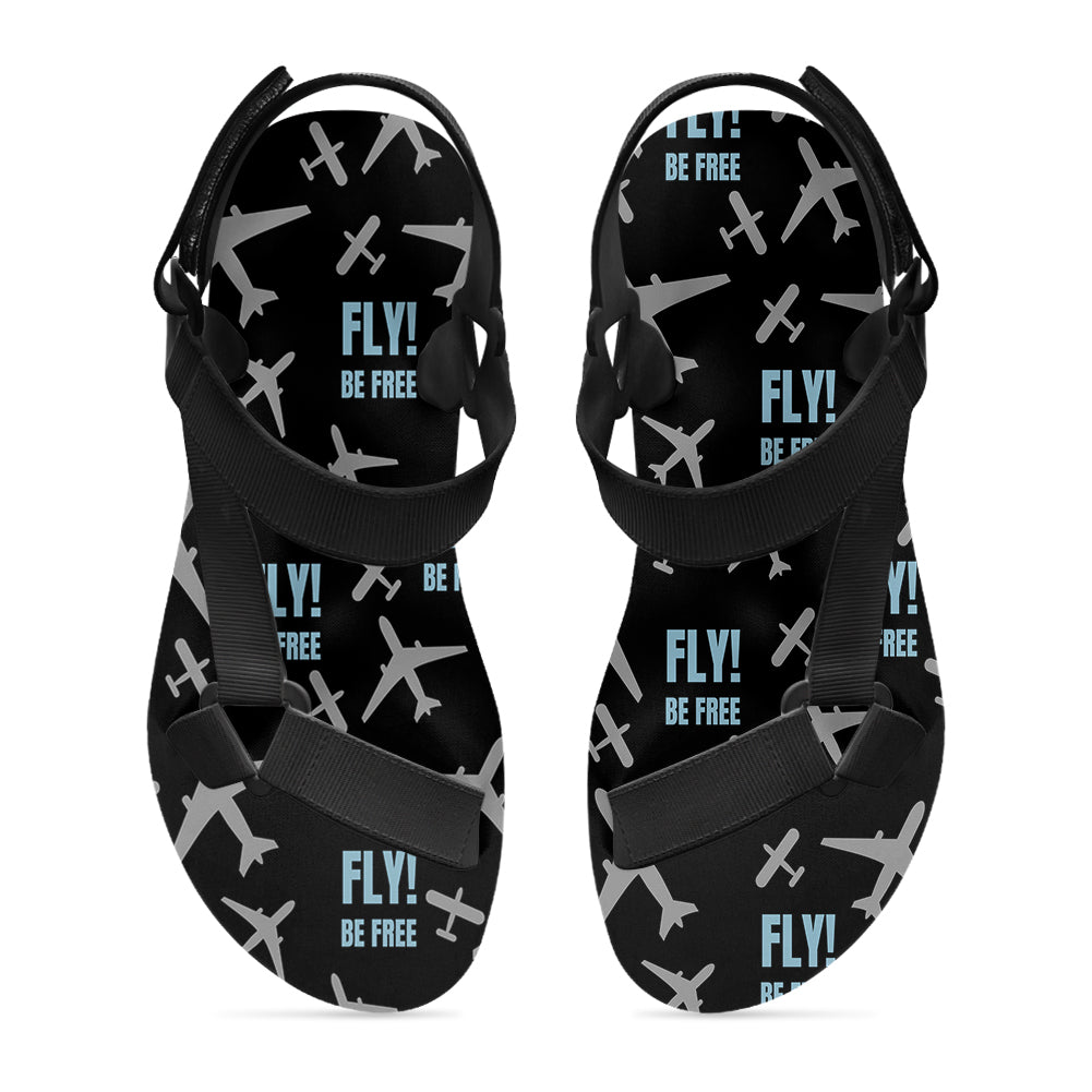 Fly Be Free Black Designed Open Toe Sandals (Slippers)