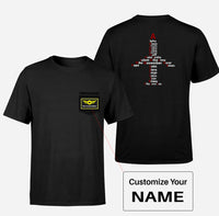 Thumbnail for Airplane Shape Aviation Alphabet Designed Pocket T-Shirts