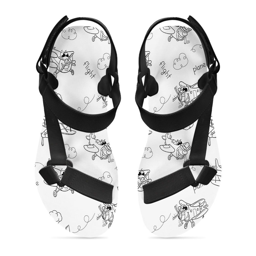 Cartoon Planes Designed Open Toe Sandals (Slippers)