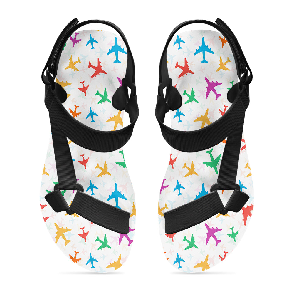 Cheerful Seamless Airplanes Designed Open Toe Sandals (Slippers)