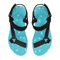 Thumbnail for Travel The The World By Plane 2 Designed Open Toe Sandals (Slippers)