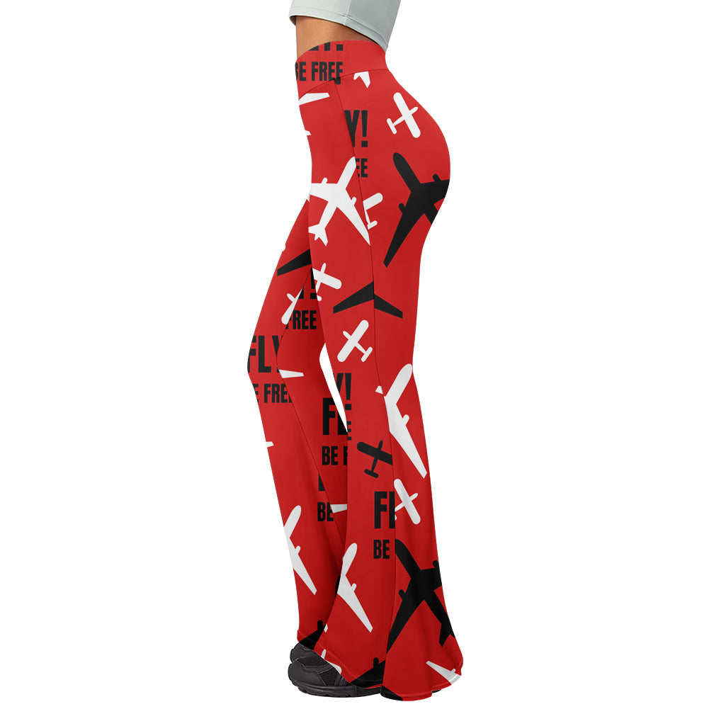 Fly Be Free Red 2 Designed Women Yoga Flared Pants