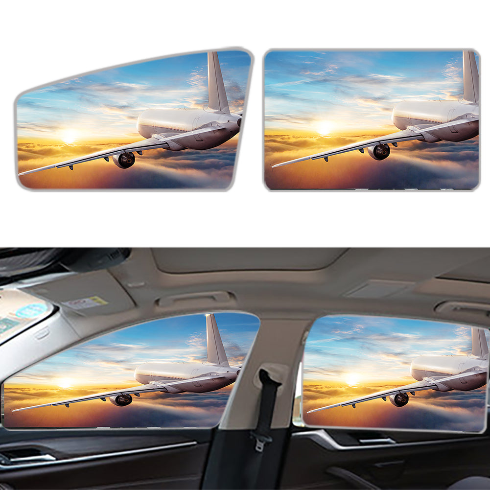 Airliner Jet Cruising over Clouds Designed Car Sun Shade (Side window)