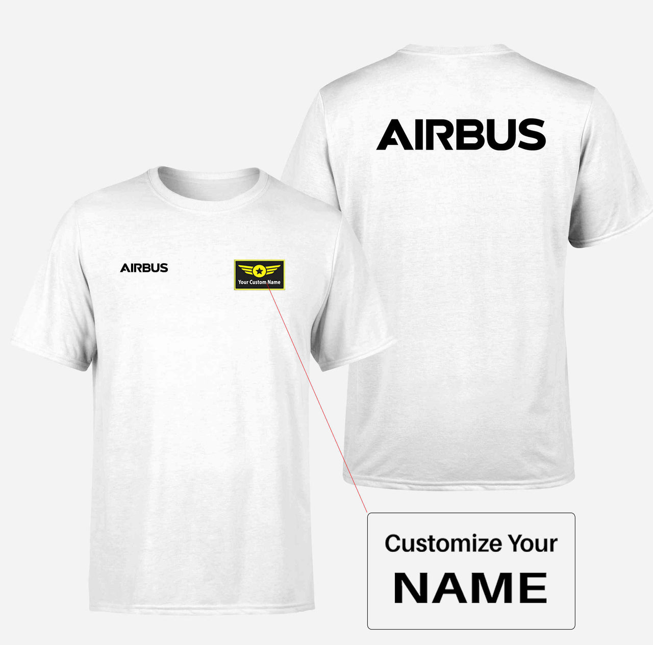 Airbus & Text Double-Side T-Shirts