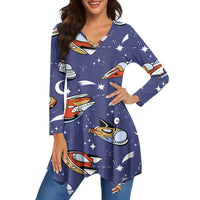 Thumbnail for Spaceship & Stars 2 Designed Women Lrregular V-neck Skirts