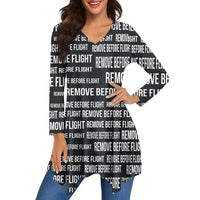 Thumbnail for Remove Before Flight 3-Black Designed Women Lrregular V-neck Skirts