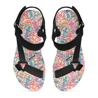 Thumbnail for Passport Stamps Designed Open Toe Sandals (Slippers)