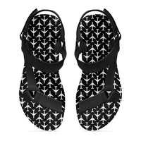 Thumbnail for Perfectly Sized Seamless Airplanes Black Designed Open Toe Sandals (Slippers)