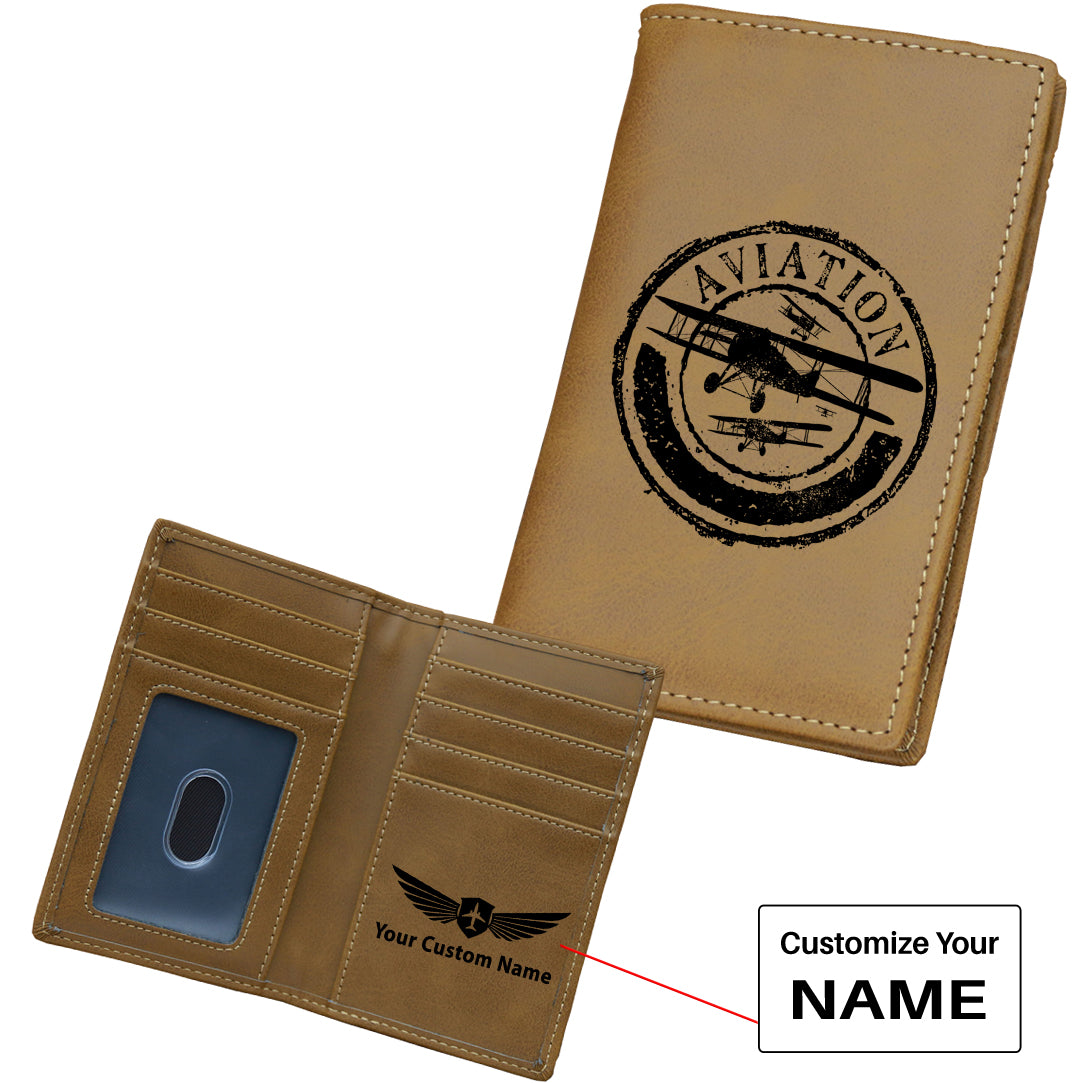 Aviation Lovers Designed Leather Card Holder Wallets