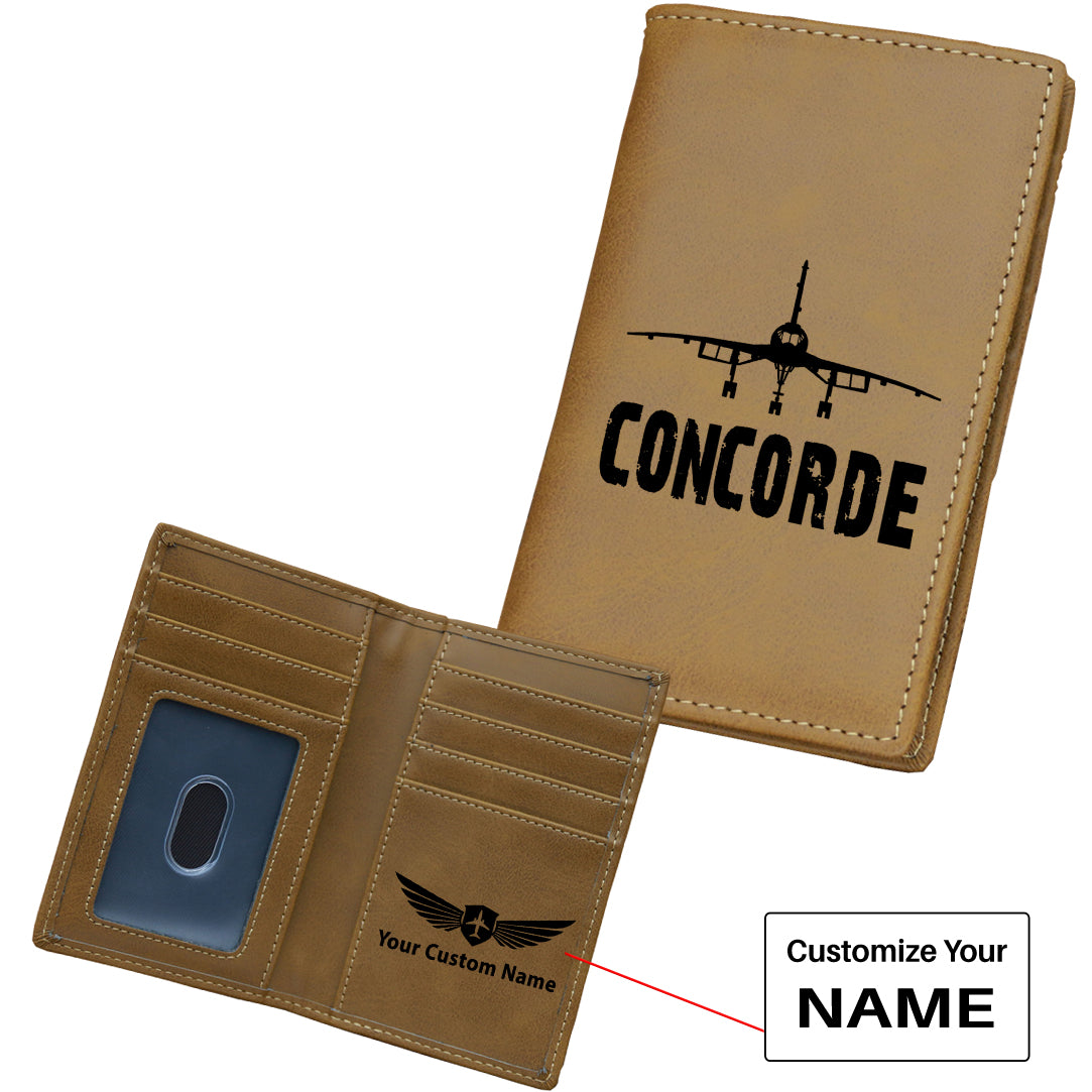 Concorde & Plane Designed Leather Card Holder Wallets