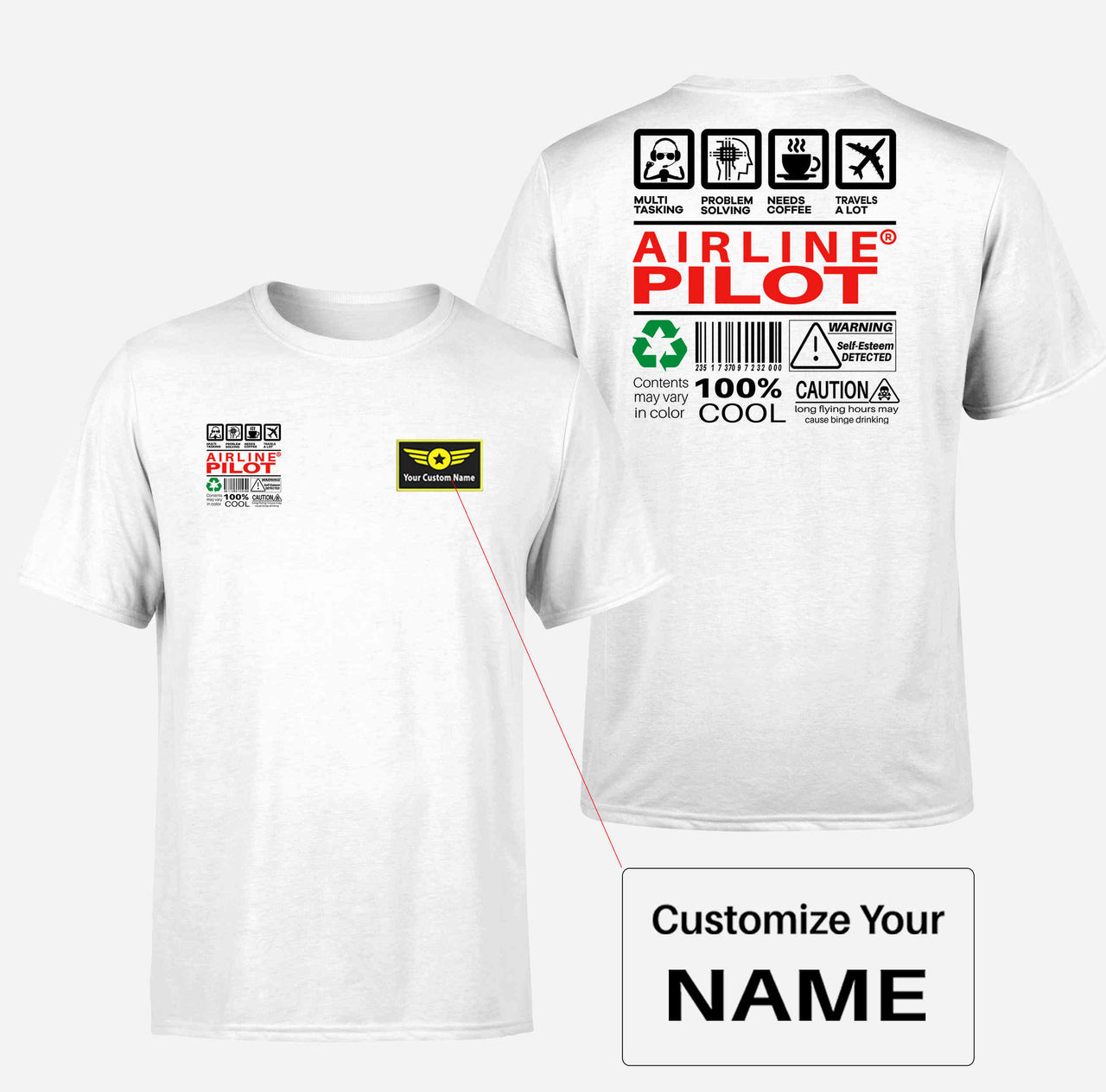 Airline Pilot Label Double-Side T-Shirts