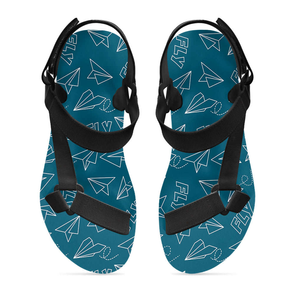 Paper Airplane & Fly Green Designed Open Toe Sandals (Slippers)