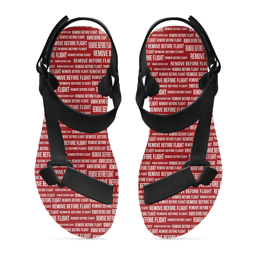 Remove Before Flight 3-Red Designed Open Toe Sandals (Slippers)