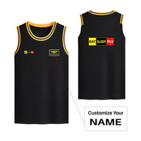 Thumbnail for Eat Sleep Fly (Colourful) Designed Basketball Style Sports Tank Tops