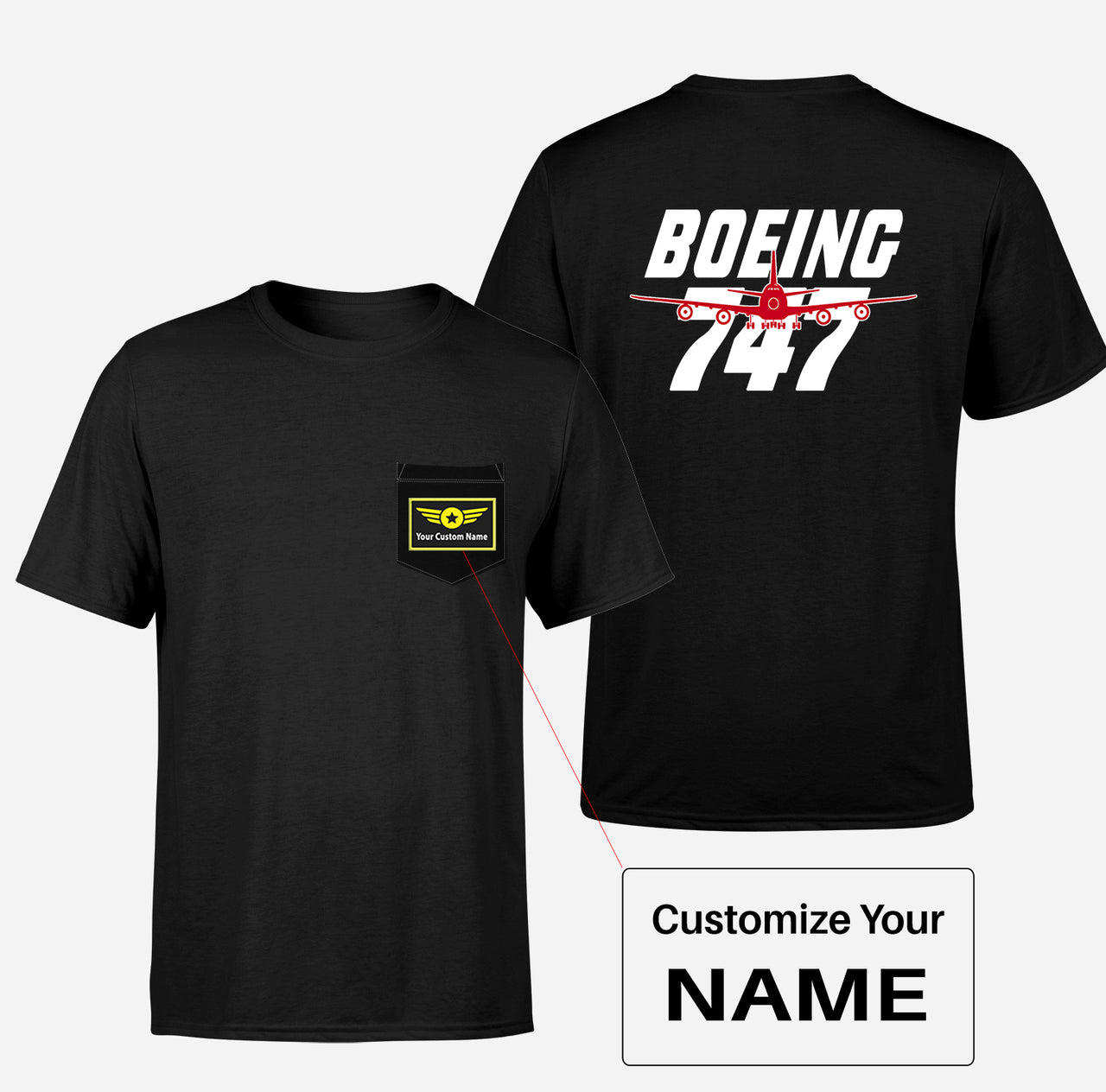 Amazing Boeing 747 Designed Pocket T-Shirts