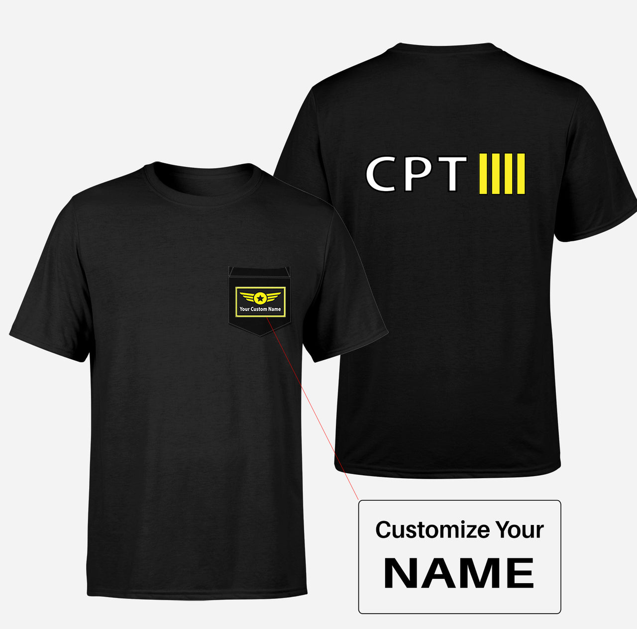 CPT & 4 Lines Designed Pocket T-Shirts