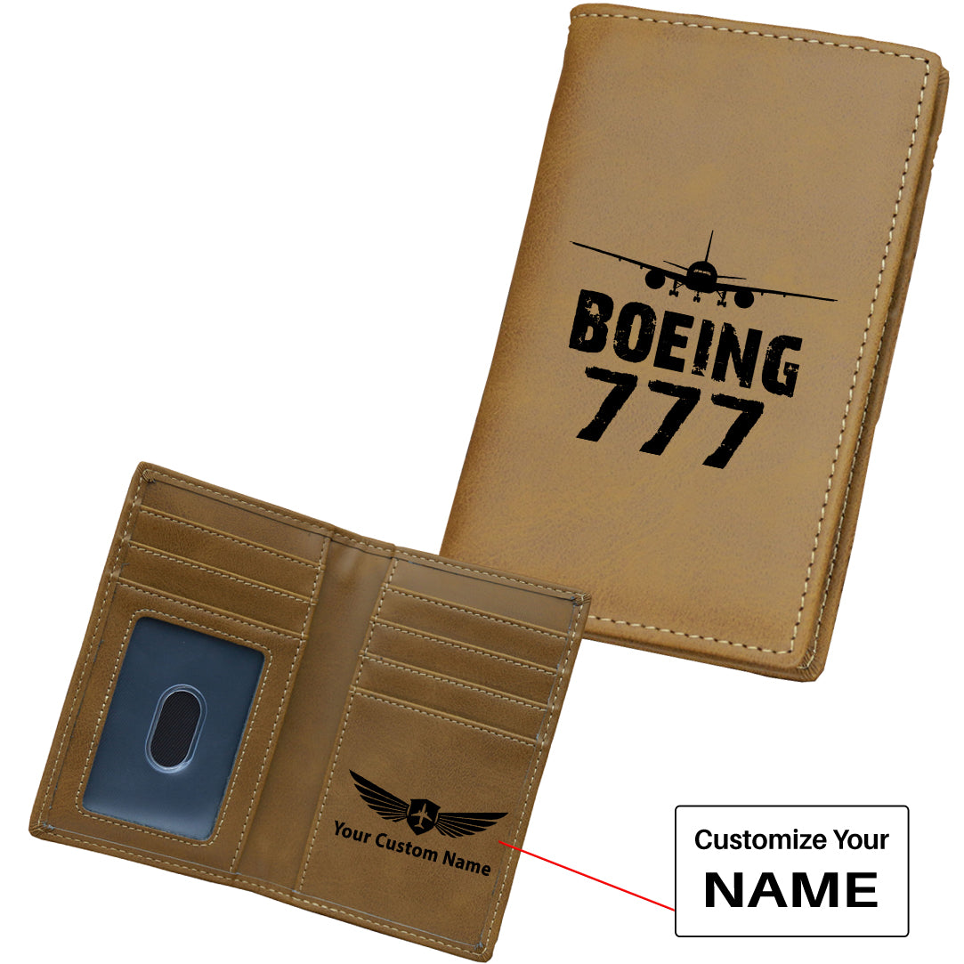 Boeing 777 & Plane Designed Leather Card Holder Wallets