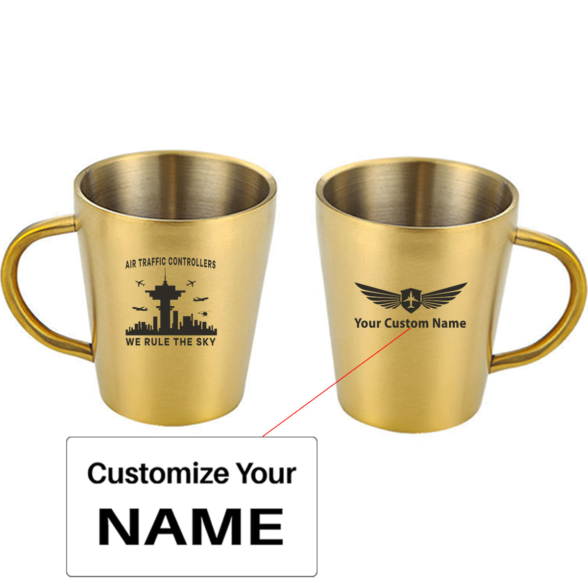 Air Traffic Controllers - We Rule The Sky Designed Stainless Steel Coffee Mugs