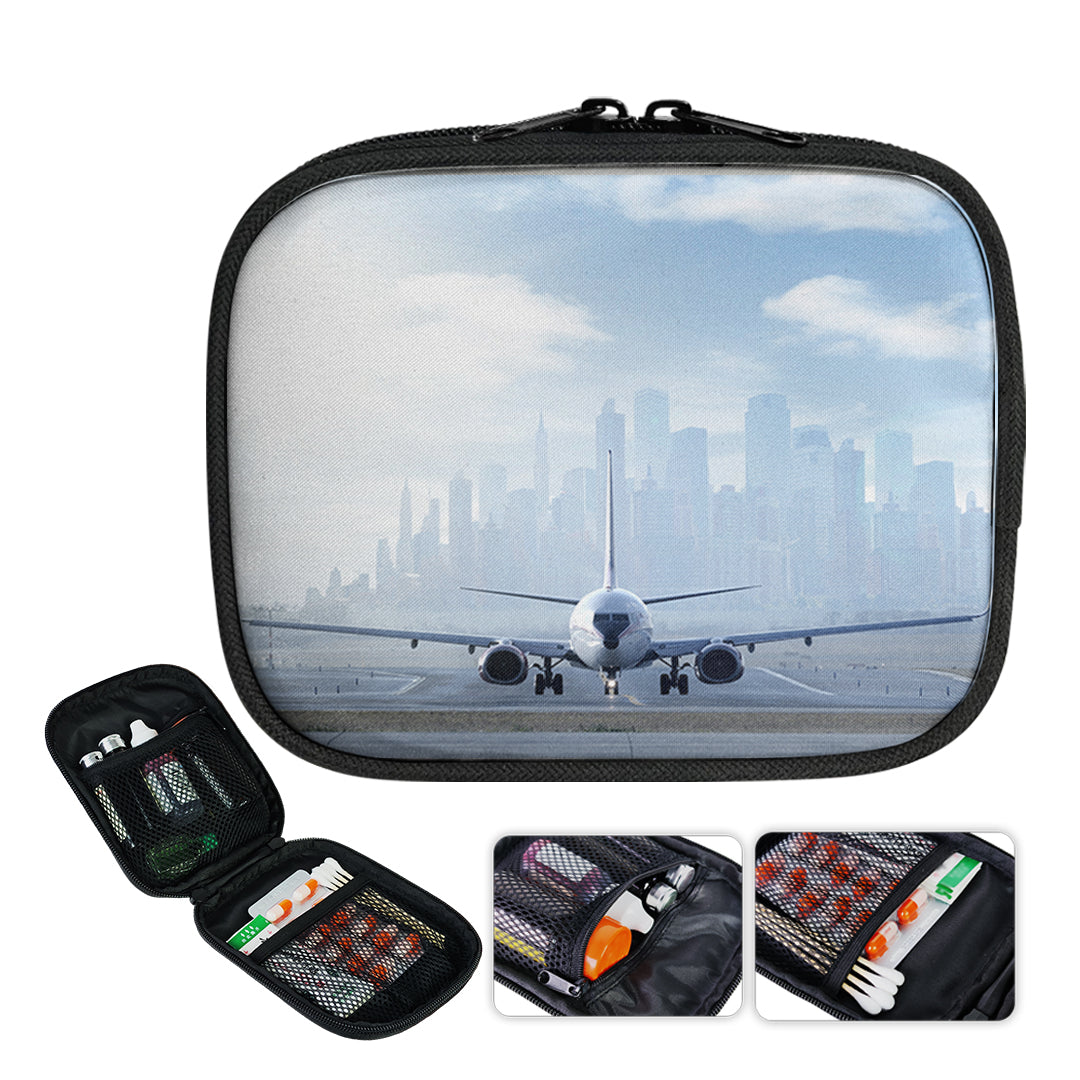 Boeing 737 & City View Behind Designed Travel & Medical Storage Bags