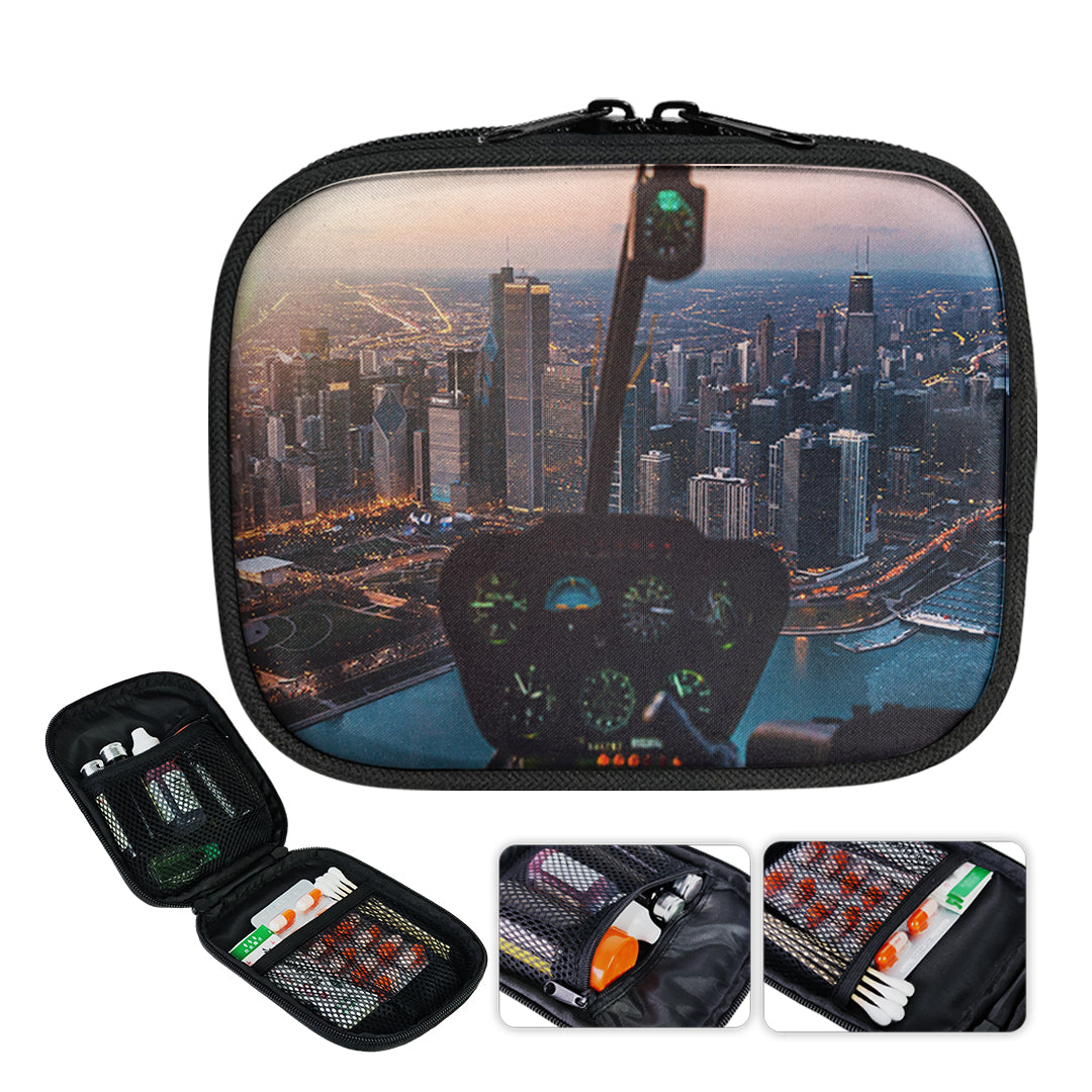 Amazing City View from Helicopter Cockpit Designed Travel & Medical Storage Bags