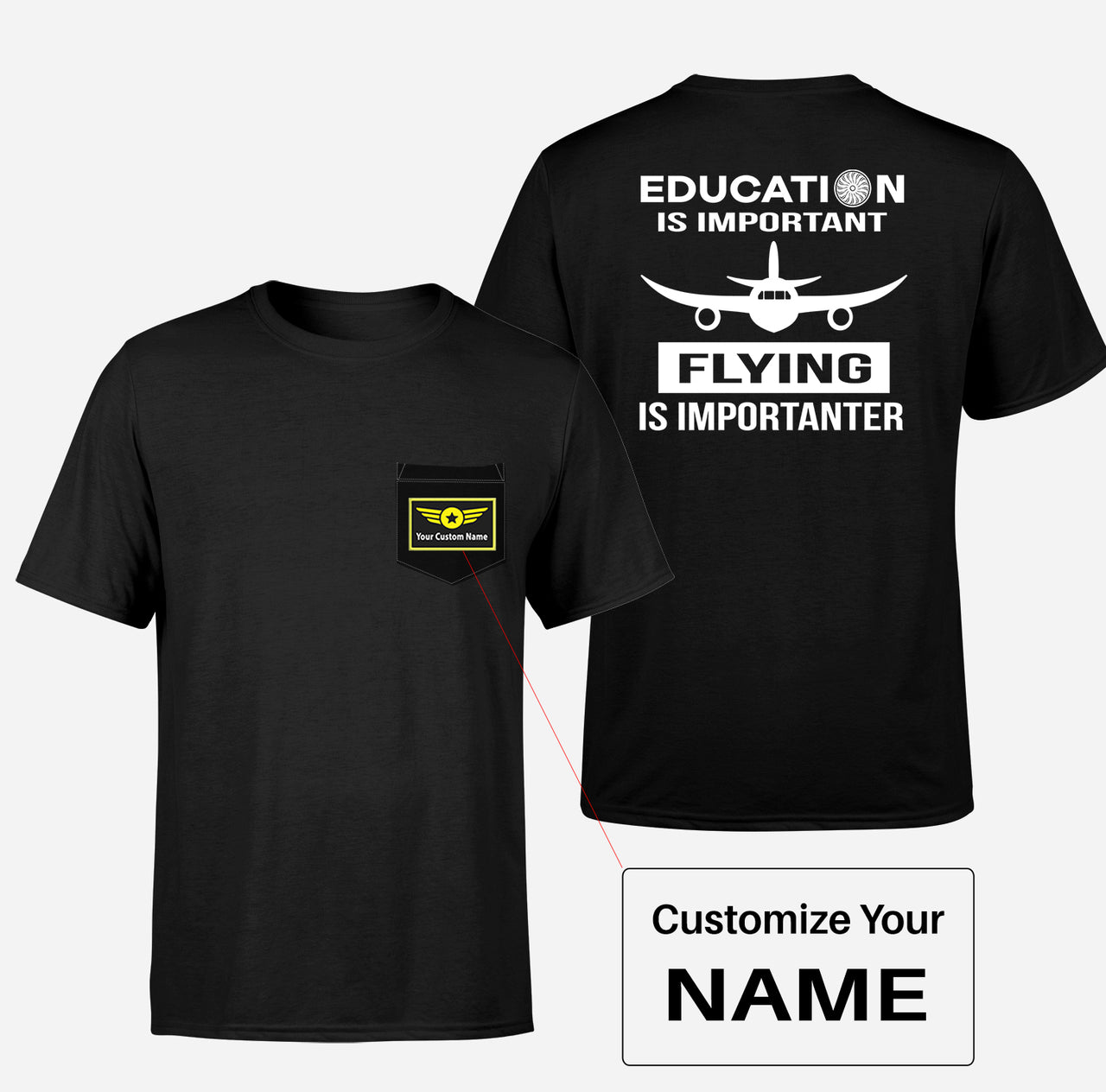 Flying is Importanter Designed Pocket T-Shirts