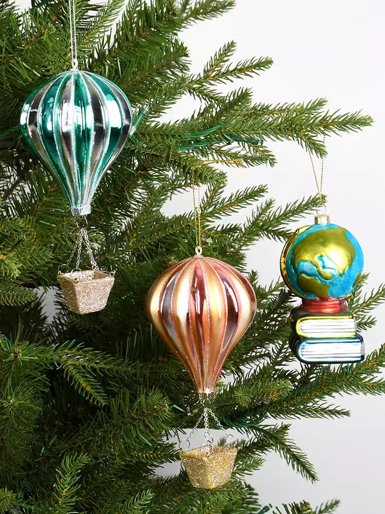 Hot Air Balloon Didiseaon Christmas Santa  Ornaments