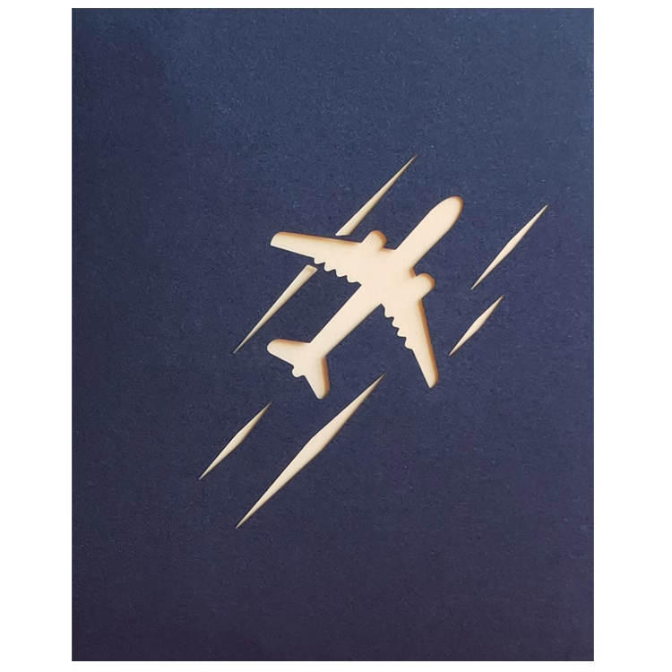 Airplane Blue Paper Cuttings 3D greeting card