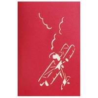 Thumbnail for Retro Airplanepilot Red Paper Cuttings 3D greeting card