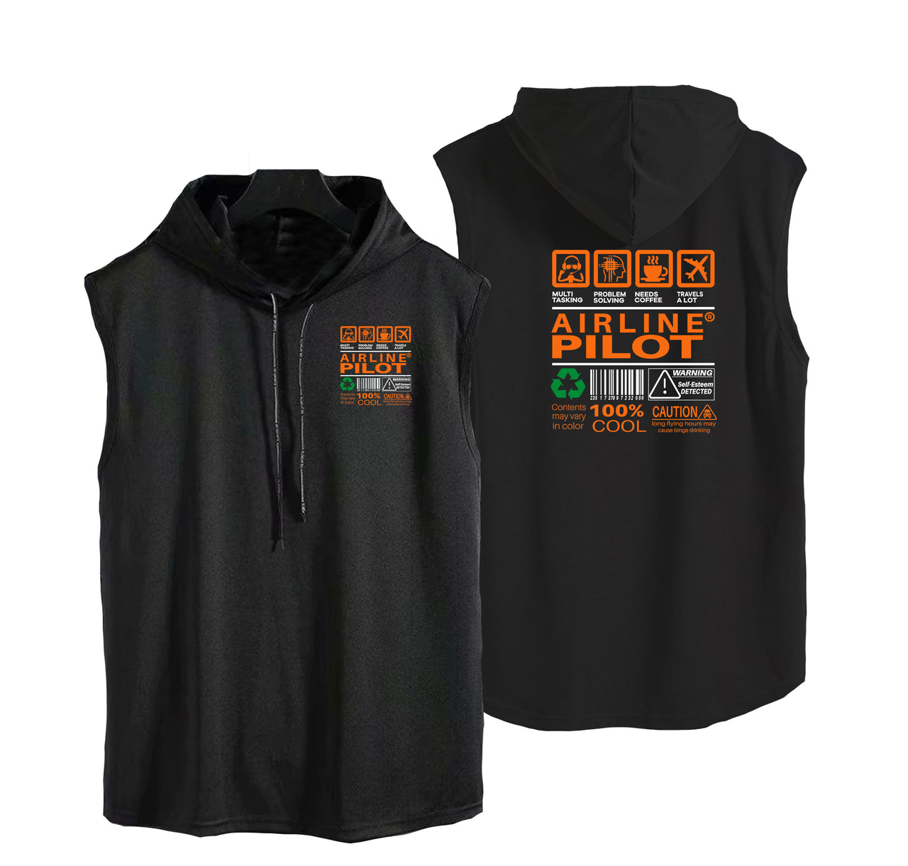 Airline Pilot Label Designed Hooded Tank Tops