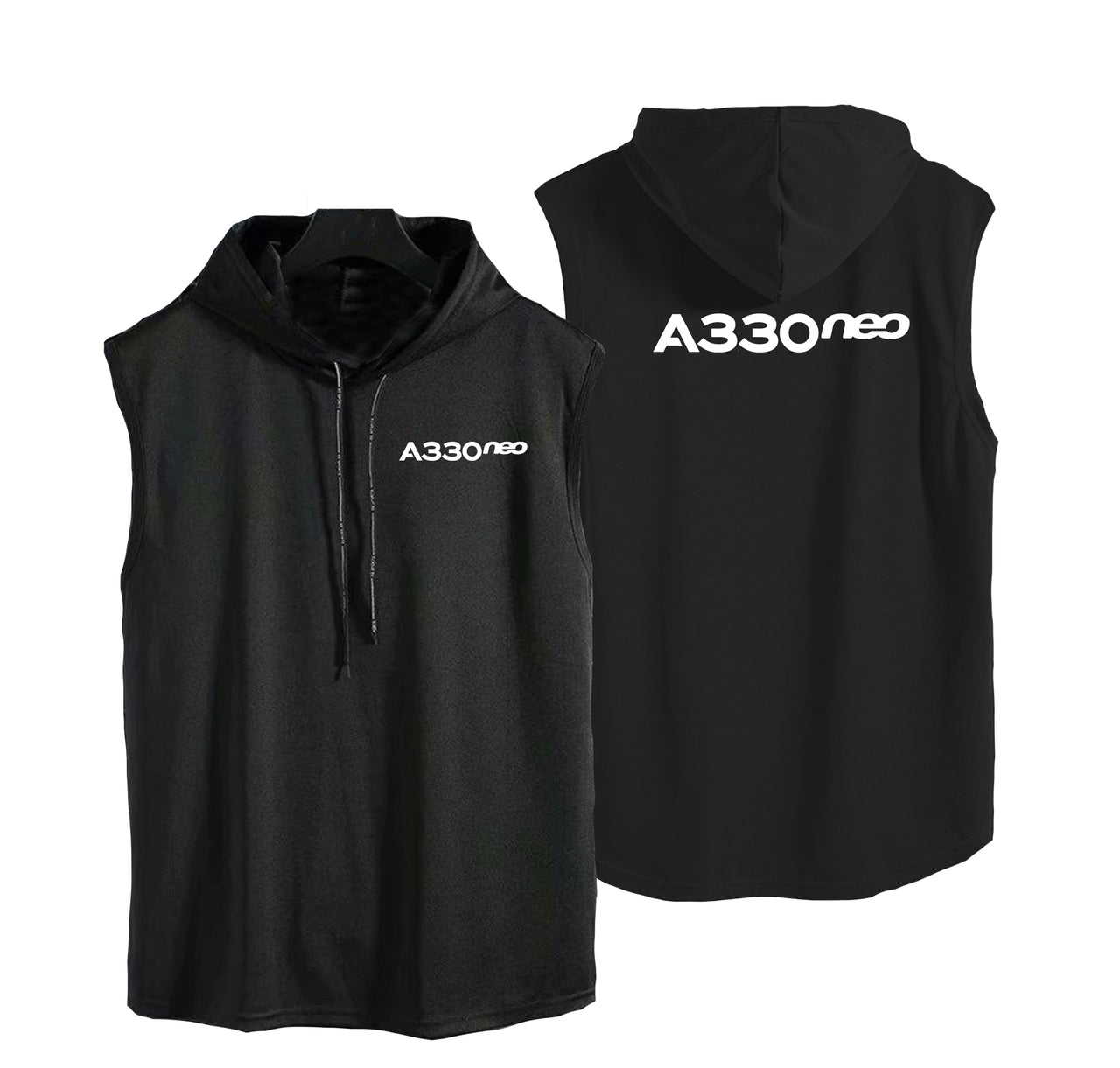 A330neo & Text Designed Hooded Tank Tops