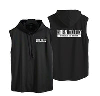 Thumbnail for Born To Fly Forced To Work Designed Hooded Tank Tops